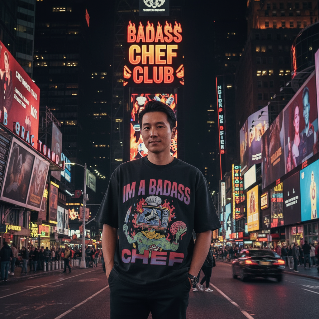 Male Model in Times Square with Billboard